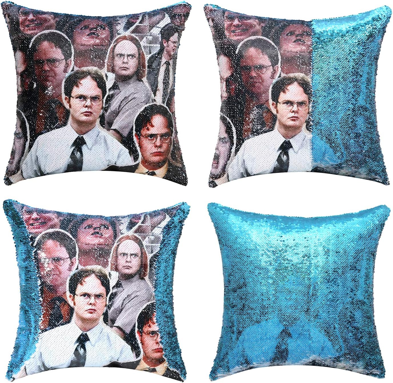 cygnus The Office Dwight Schrute Sequin Pillow Cover Reversible Throw Pillowcase 16x16 inch for Home Couch Decor
