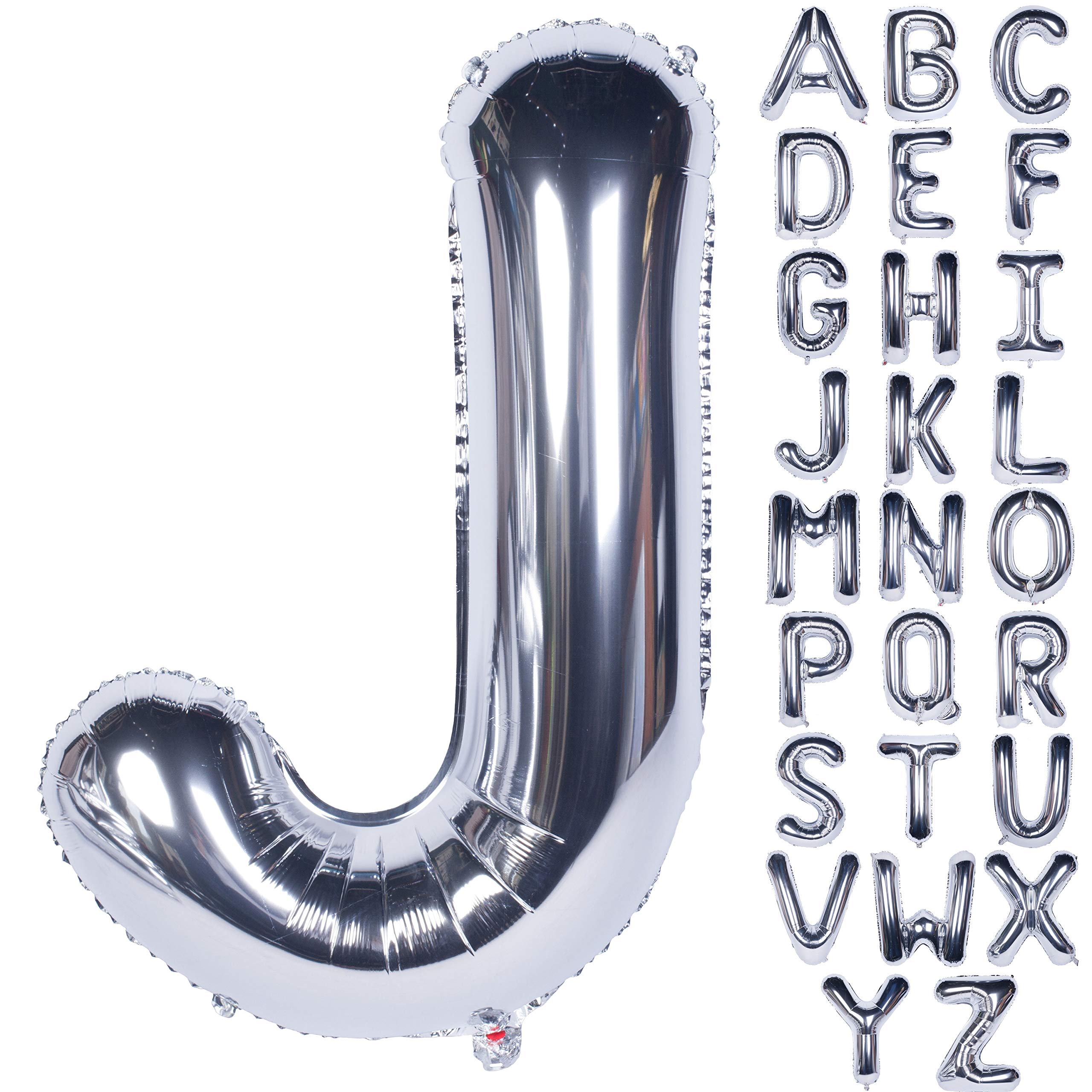 Letter Balloons Silver Large Letter J Balloon 40 Inch Foil Helium Alphabet Balloons Birthday Party Baby Shower Graduation Ceremony Decoration (Silver Letter J)