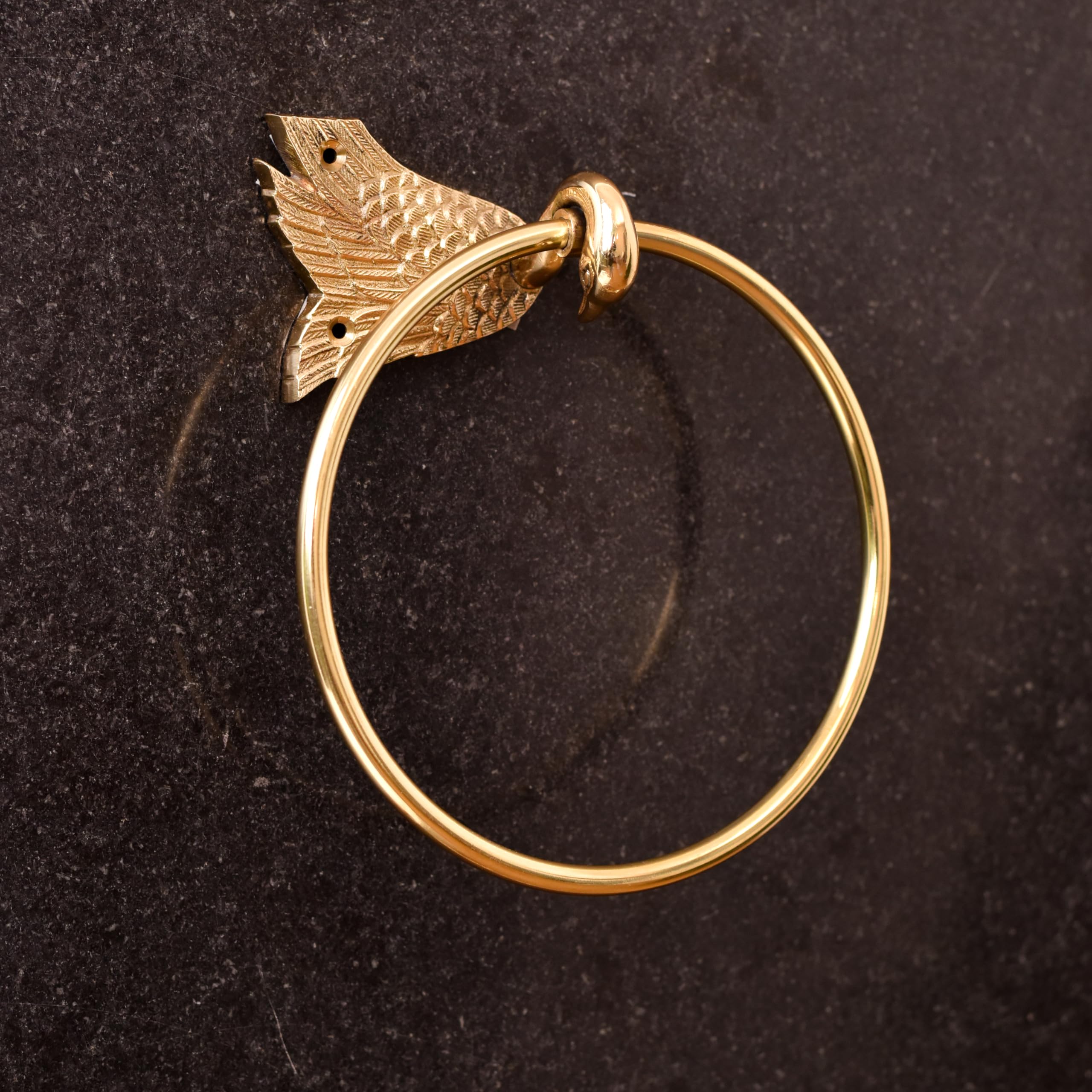 Photo 1 of IndianShelf Premium Gold Swan Towel Ring Unique Decorative Brass Towel Hanger for Bathroom