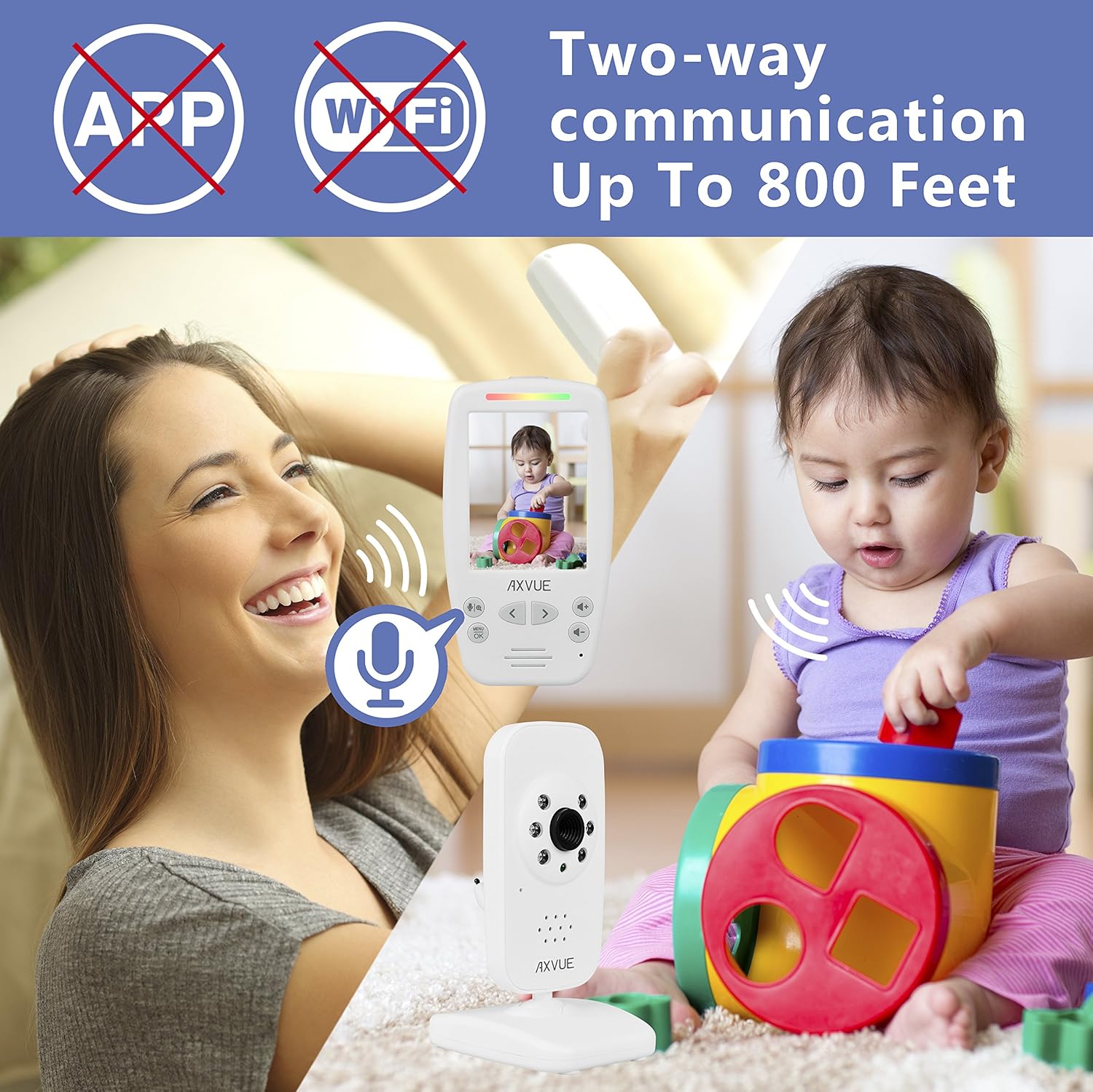 2.8 video baby monitor with two cameras