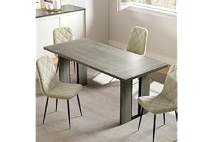 HOMCOM 71" Large Dining Table for 8 People, Industrial Rectangular Kitchen Table with Thick Tabletop for Dining Room, Grey Wo