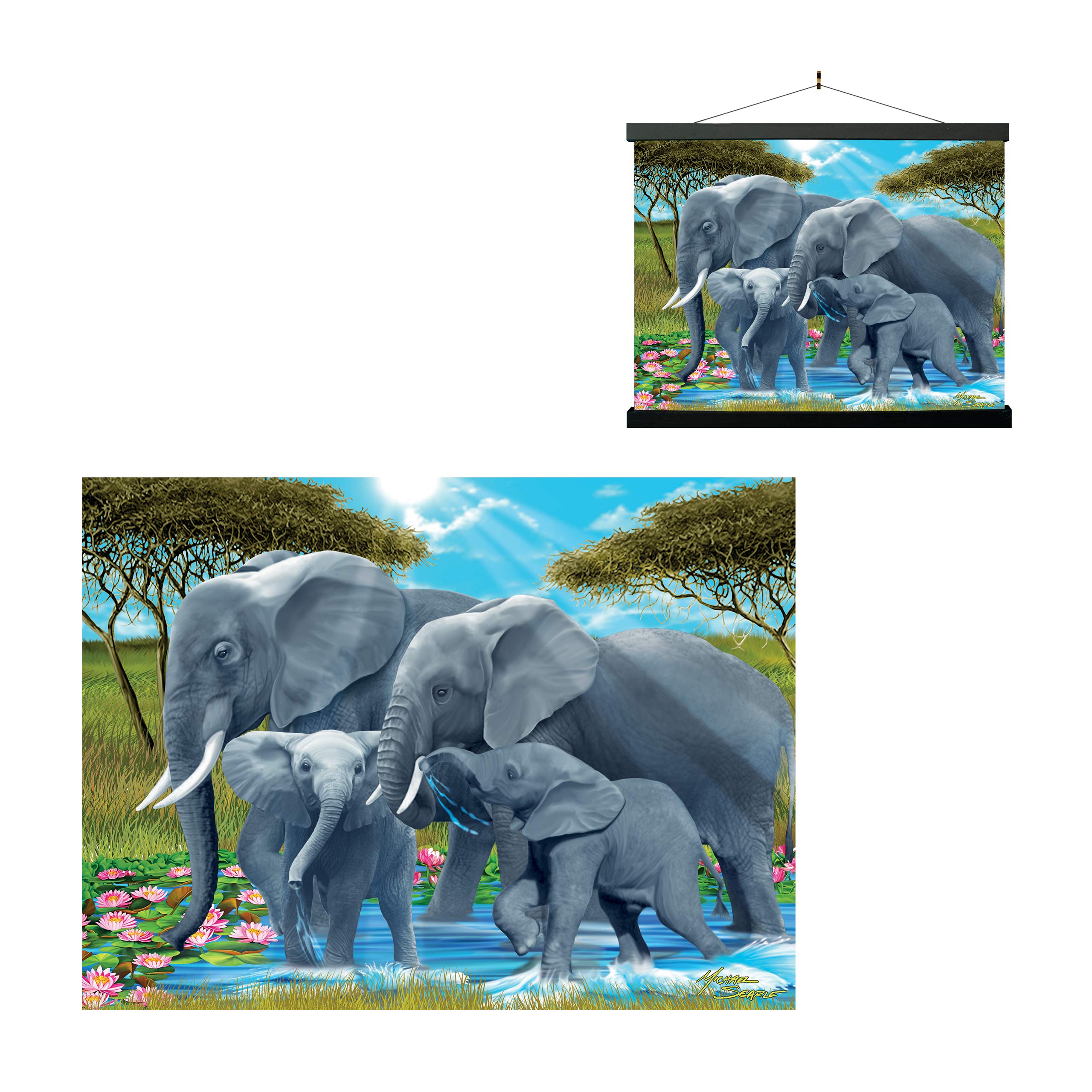 3D LiveLife Lenticular Wall Art Prints - Pachyderm Pals from Deluxebase. Unframed 3D Elephant Poster. A perfect wall filler. Original artwork licensed from renowned artist, Michael Searle