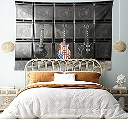 Ambesonne American Flag Tapestry, Black and Us Bass