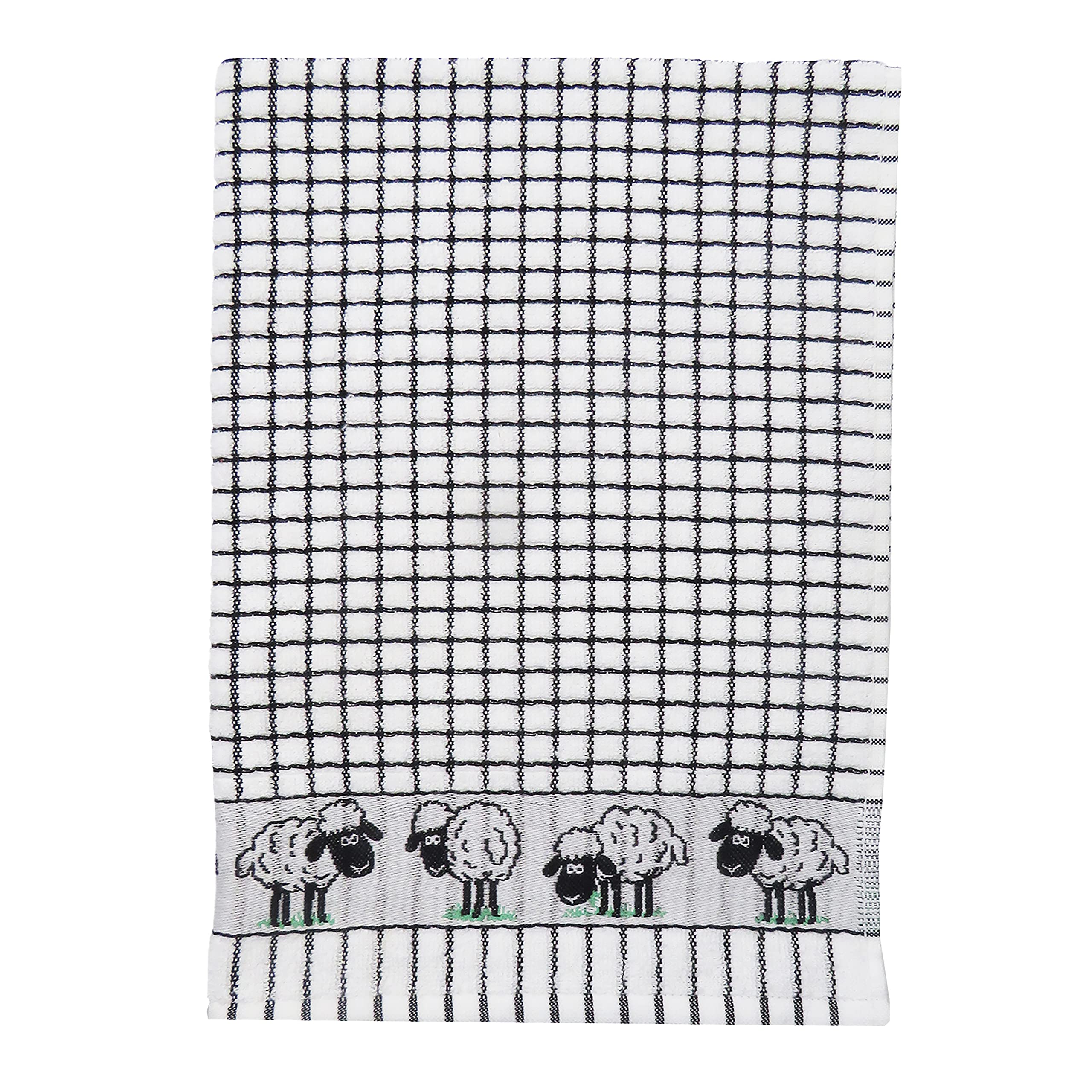 Samuel Lamont & Sons Poli-dri Jacquard Tea Towel Black Sheep, Size 50cm x 70cm, 100% Cotton Terry Towelling, Ultra-absorbent & Super Soft, Machine washable, Black, One Size