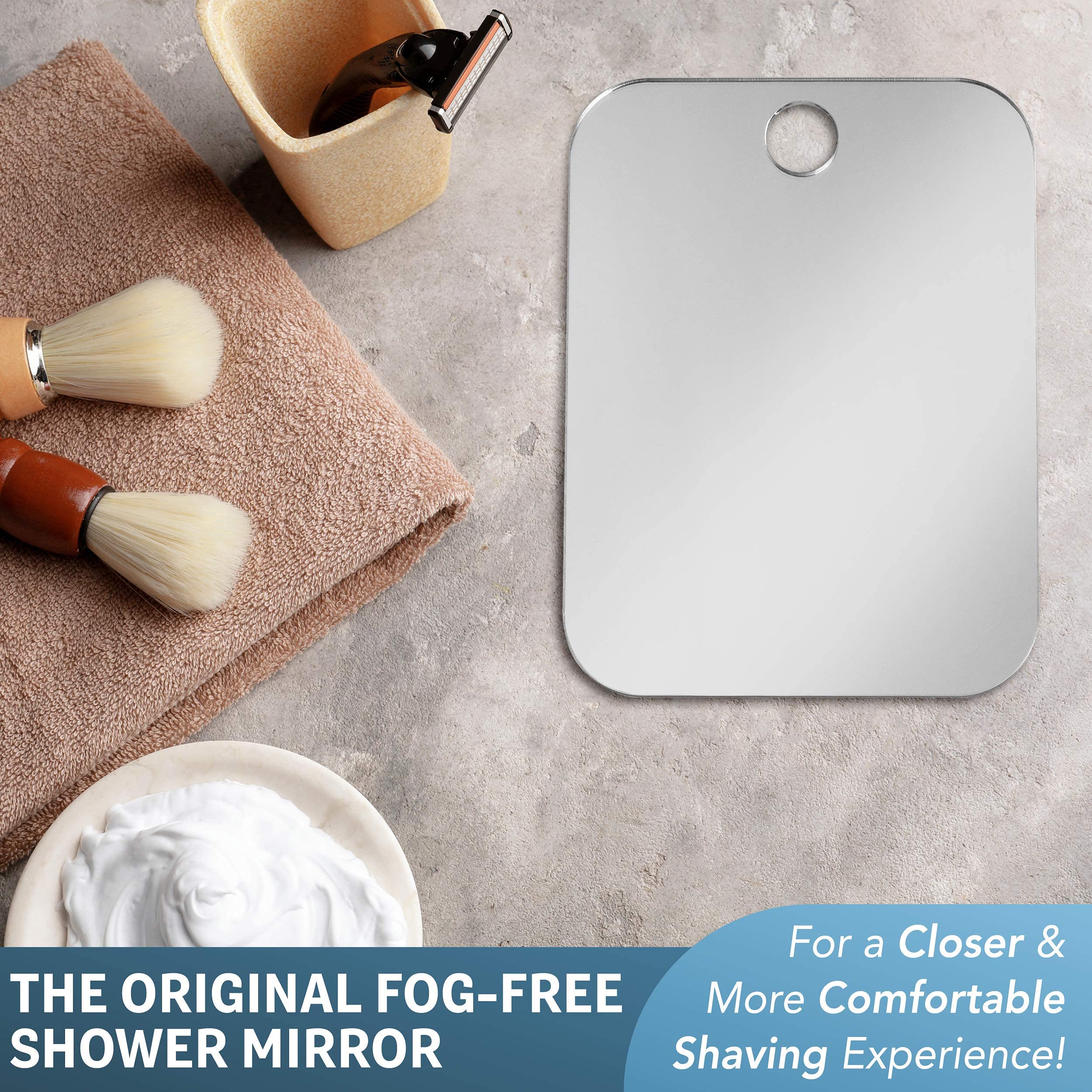 Shave Well Original Anti-Fog Shaving Mirror | Fogless Hanging Bathroom Shower Mirror with Handheld Option for Men and Women | Includes Long-Lasting Removable Adhesive Hook for Wall