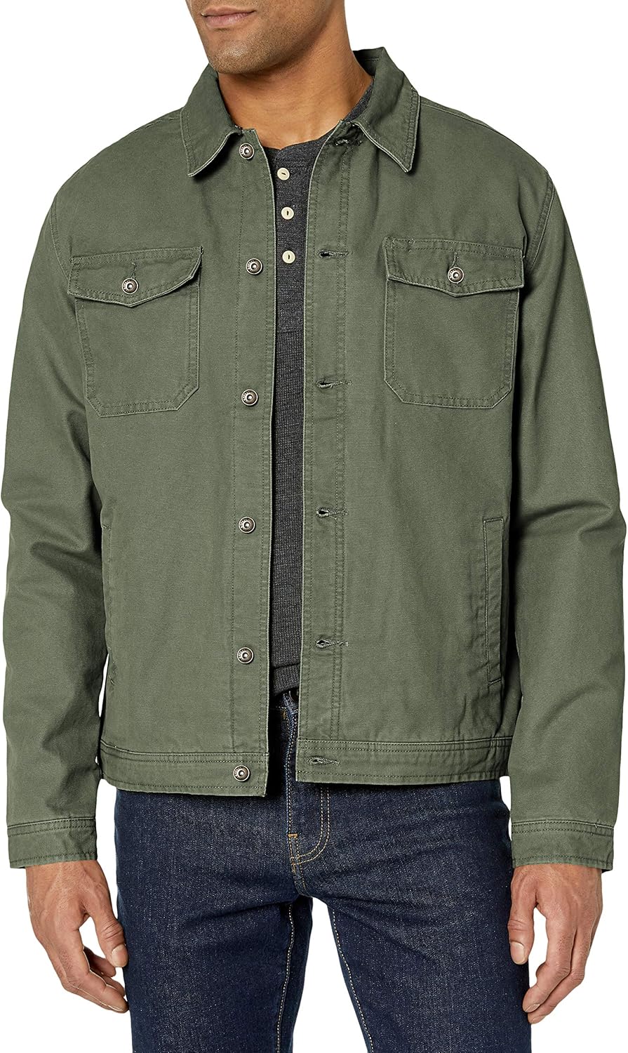Amazon.com: Quiksilver Men's Tradie Canvas Button Down Jacket: Clothing
