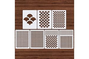7pcs Fish Scale Stencils, Reusable Mermaid Scale Stencils Makeup Durable Fish Scale Templates Mermaid Scale Stencil Practical