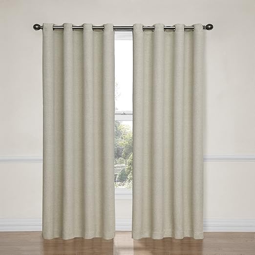 eclipse 52 x 84 insulated darkening single panel grommet top window treatment living room ivory