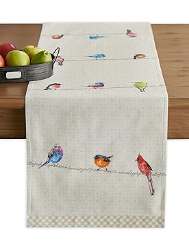Maison d' Hermine Birdies on Wire 100% Boumwolle Tischläufer 50 cm x 150 cm