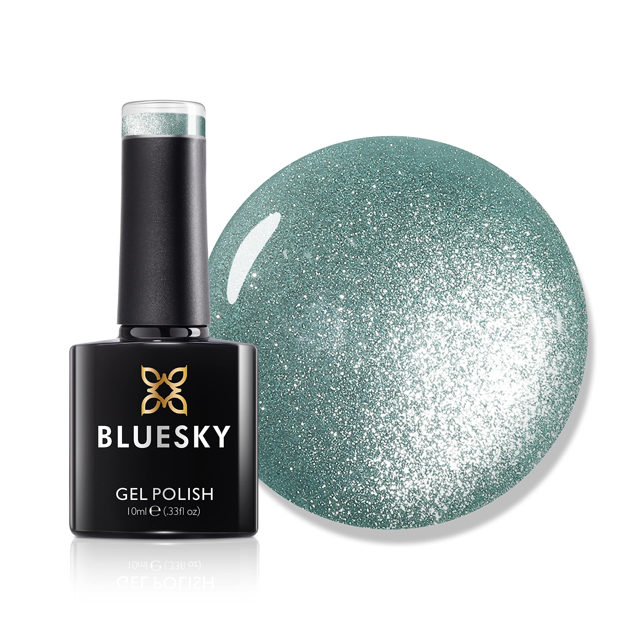 Bluesky 5D Cat Eye Gel Nail Polish Magnetic Nail Art Will Highlight SW02 Green Glitter 10ml