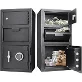 Barska Advanced Digital Keypad Compact Depository Drop Safe with Master Code + 5 Codes &amp; Dual User Mode, Black, 0.72/0.78 Cubic Ft