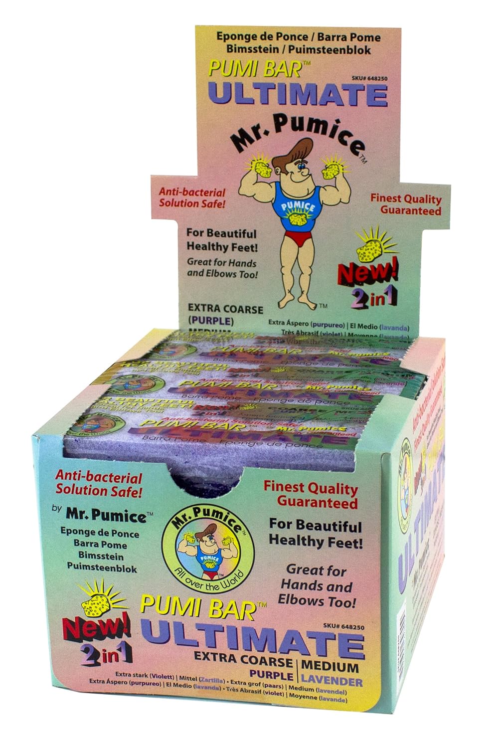 Mr. Pumice Ultimate Pumi Bar (12-Count Display Box): 2-in-1 Callus Remover, Pedicure Stone & Ped File Scrubber for Smooth Feet and Heels, Dual-Grit (Medium + Coarse): Beauty