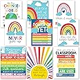 Hadley Designs Motivational Posters for Classroom - 9 Growth Mindset Wall Art for Teachers, Durable Classroom Decorations for Elementary & Middle School, Teacher Supplies, Colorful Theme