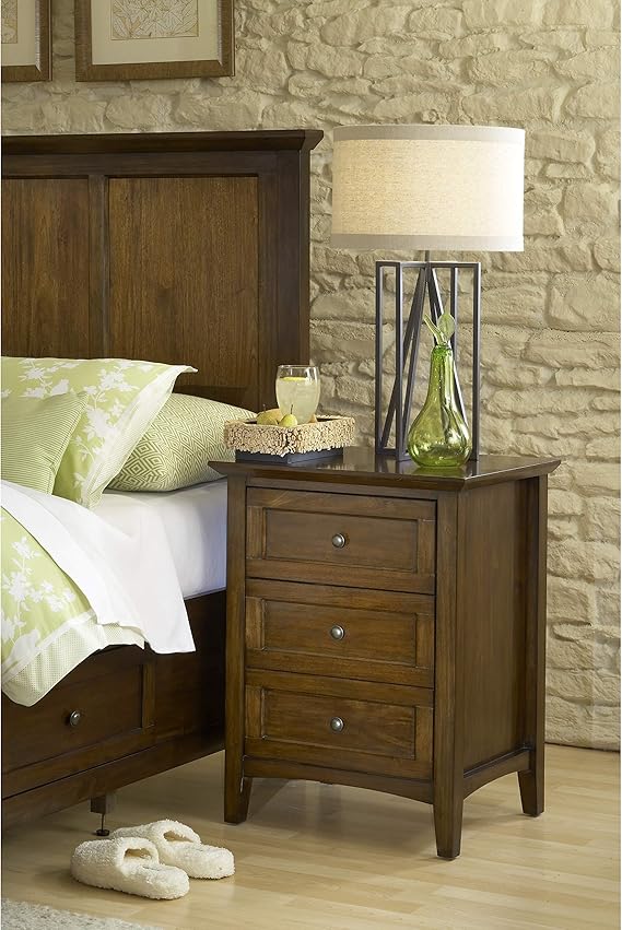 MISC Three Drawer Nightstand in Truffle Brown Transitional