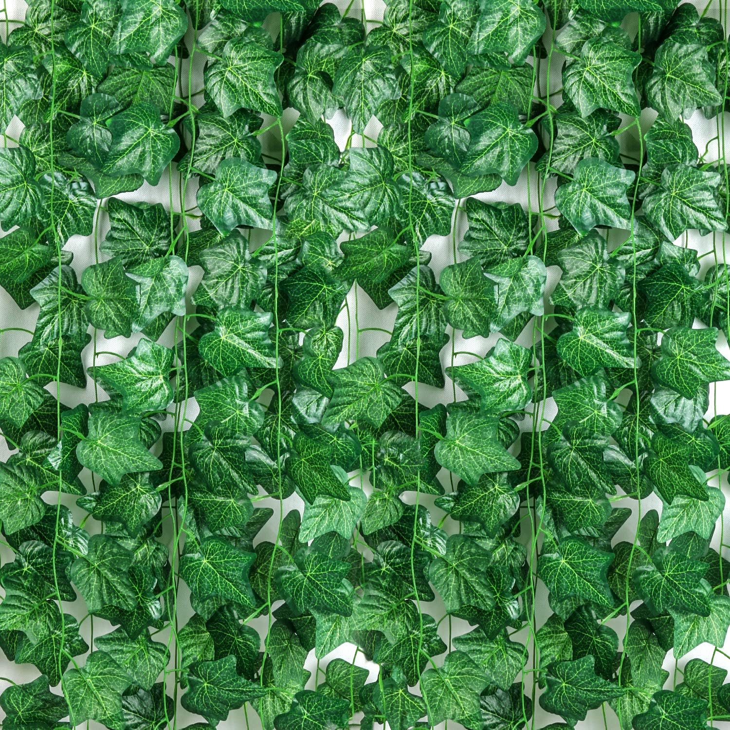 Pauwer 24 Pack Artificial Ivy Vines Green Ivy Leaves Garland Hanging Fake Green Foliage Plants for Wedding Arch Party Backdrop Wall Decoration