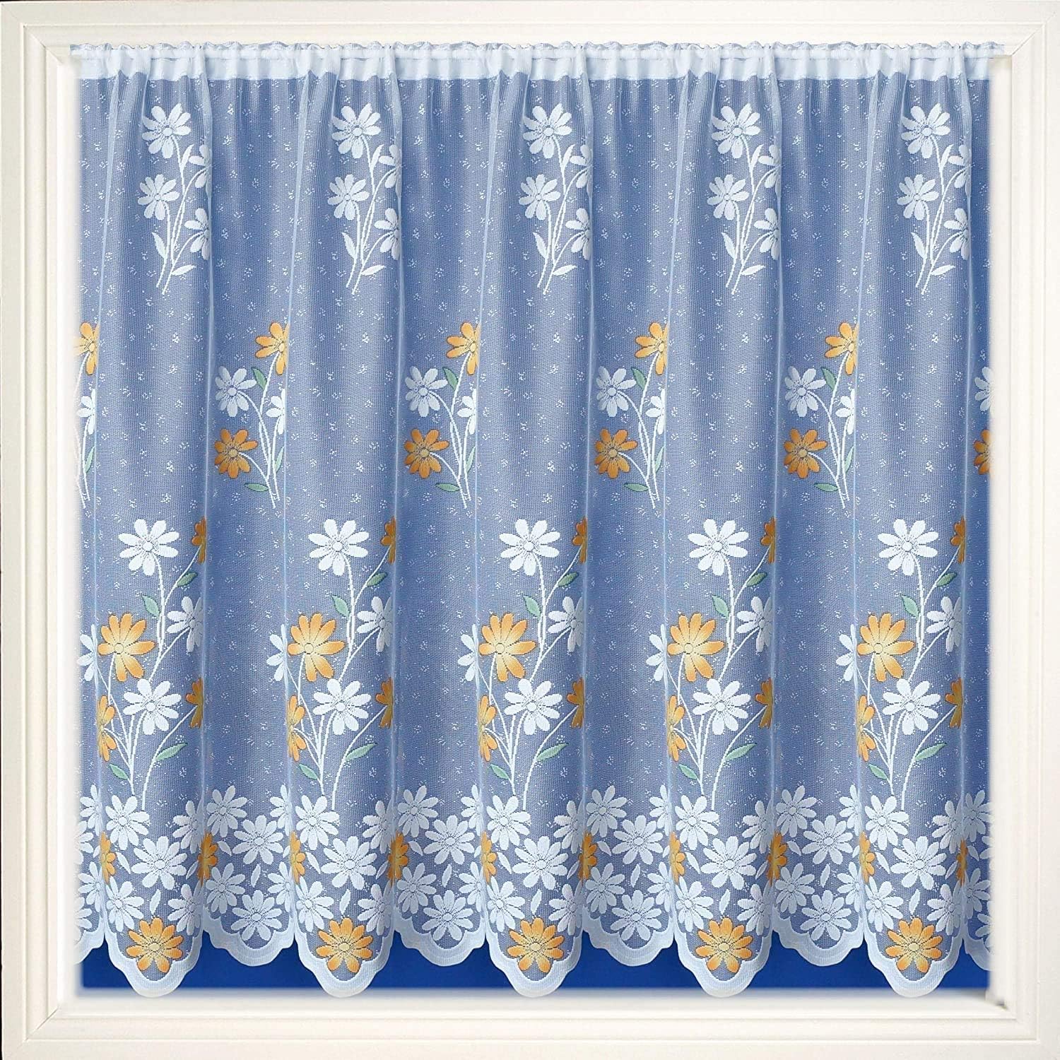 Maple Textiles Daisy Net Curtain Pretty Flowered Floral Lace Pattern
