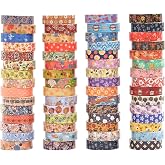 YUBBAEX 60 Rolls Value Washi Tape Pack Retro Arts Masking Tape Basic Patterns Decorative for DIY Crafts, Bullet Journal Supplies, Planners, Scrapbook, Card/Gift Wrapping (Autumn Kimono)