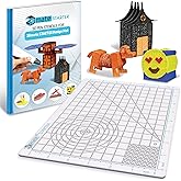 3Dmate Starter - Transparent 3D Pen Mat 9 x 7 Inches with Compatible Stencils Book - Flexible Two-Sided Heat-Resistant Silicone - 3D Pen Accessories - Templates for Kids, Adults