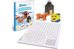 3Dmate Starter - Transparent 3D Pen Mat 9 x 7 Inches with Compatible Stencils Book - Flexible Two-Sided Heat-Resistant Silicone - 3D Pen Accessories - Templates for Kids, Adults
