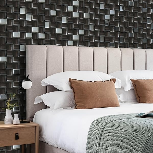ELEPHANTILE 5 SHEETS BLACK TILES METAL MOSAIC WALL BACKSPLASH TILE 3D WALL PANELS [5 SQ.FEET]