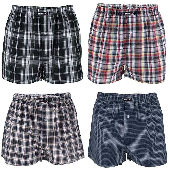 REMIXX Herren Baumwolle Boxershorts Retroshorts, 4er Pack