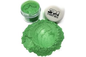 Stardust Micas Pigment Powder Cosmetic Grade Colorant for Makeup, Soap Making, Epoxy Resin, DIY Crafting Projects, Bright True Colors Stable Mica Batch Consistency (10 Gram Jar, Grassy Green)