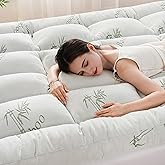 DOWNCOOL 3 Inch Queen Mattress Topper, Breathable Bamboo Viscose Air Layer | Cooling Memory Foam Mattress Topper for Back Pain Relief, 1600 GSM Fill, Deep Pocket Fits 8&ndash;21Inch