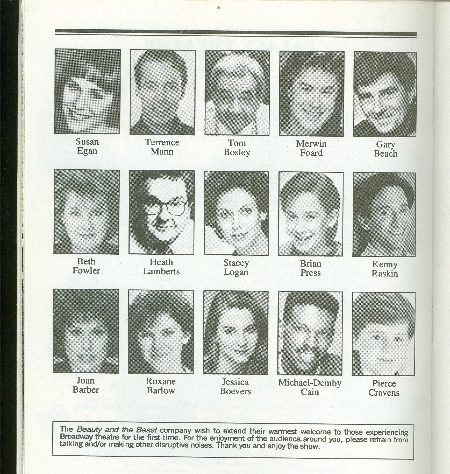 Beauty And The Beast, Broadway Playbill + Terrence Mann, Gary Beach