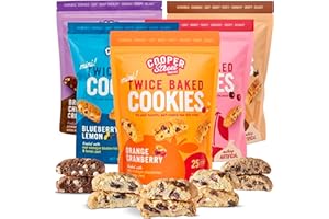 Cooper Street Twice Baked Biscotti Cookies Variety Pack - 5 Pack (5oz Each) - Light and Crispy Coffee Cookies 5 Flavors Assortment - Low-Calorie Snacks for Adults & Kids - Dairy & Peanut Free, Kosher