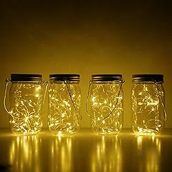 Decorman Solar Mason Jar Lights 4 Pack 20 LED