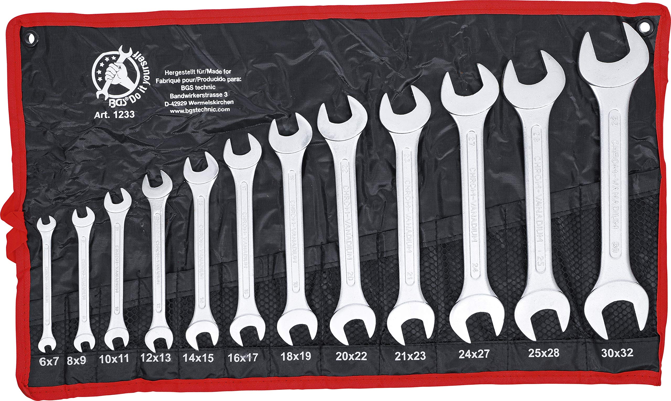 BGS Diy 1233 | Double Open End Spanner Set | 6 x 7 - 30 x 32 mm | 12 pcs.