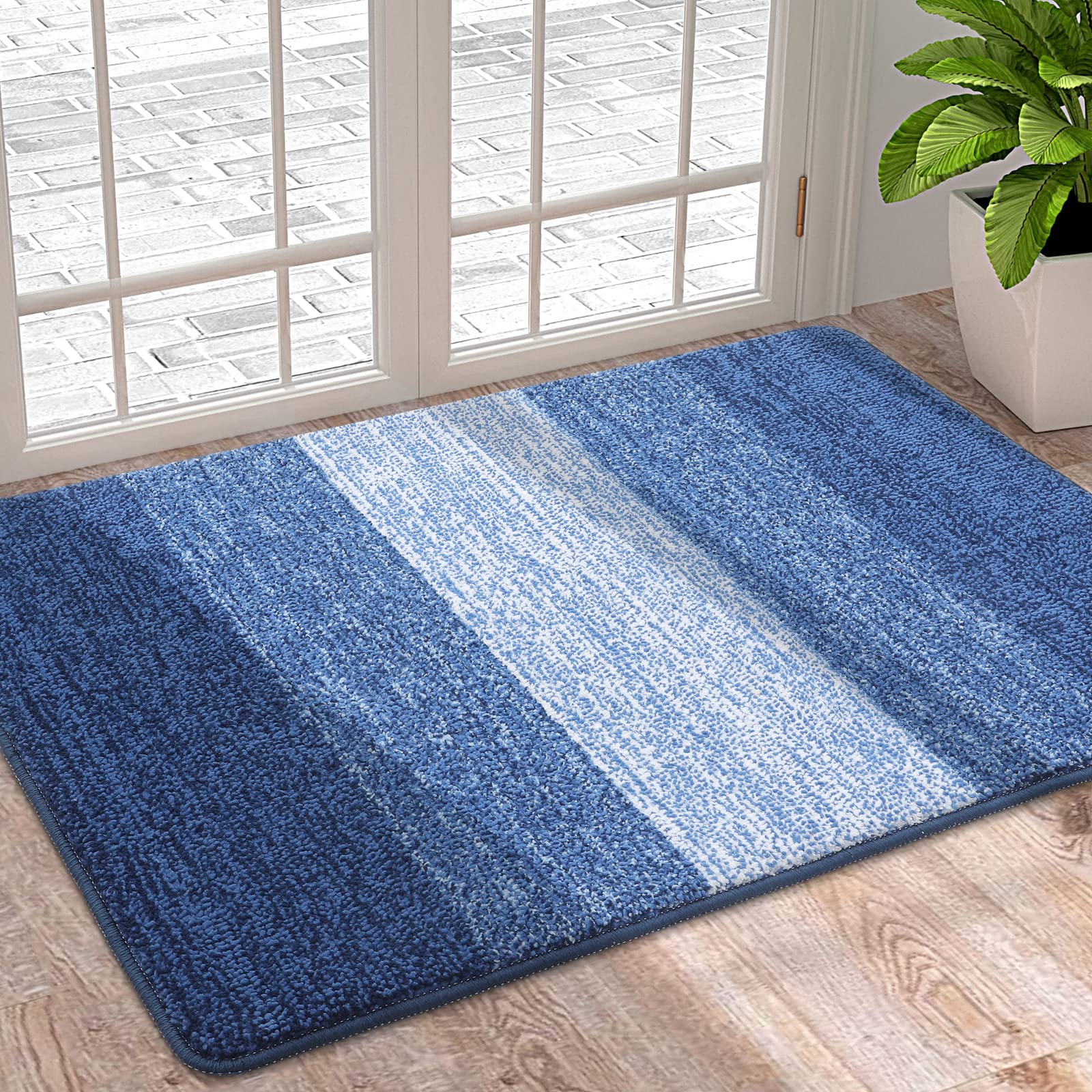Homaxy Door Mats Indoor, Machine Washable Soft Doormats, Dirt Trapper Super Absorbent Entrance Rug, Non-slip Floor Mats For Inside, Front Back Door, Pets and Dogs (50 X 80 cm, Navy Blue)