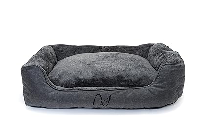 Happilax waschbares Hundebett mit wendbarem Plüsch-Kissen, Hundekörbchen für kleine und große Hunde, 3 Größen (S, M, L)