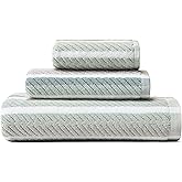 Tommy Bahama - Bath Towels, 100% Soft & Absorbent Cotton Terry Loop with Twill Texture, Low Linting & Fade Resistant, Medium Weight Bathroom Towels (Ocean Bay Blue, 3 Piece)