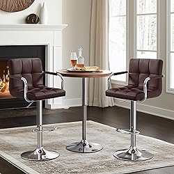 Yaheetech Bar Stools Set of 2, Adjustable PU