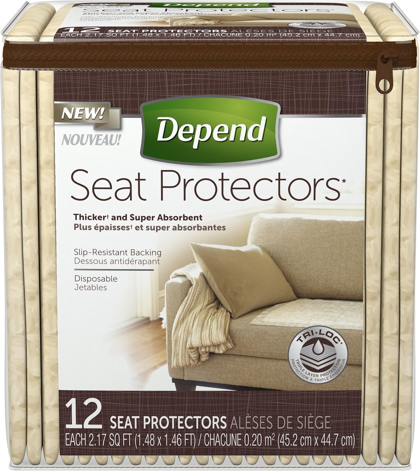 Depend Seat Protectors for Incontinence Protection, 12 Count (Pack of 2