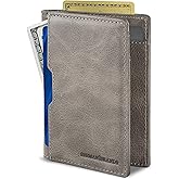 SERMAN BRANDS Wallets for Men Slim Mens leather RFID Blocking Minimalist Card Front Pocket Bifold Travel Thin