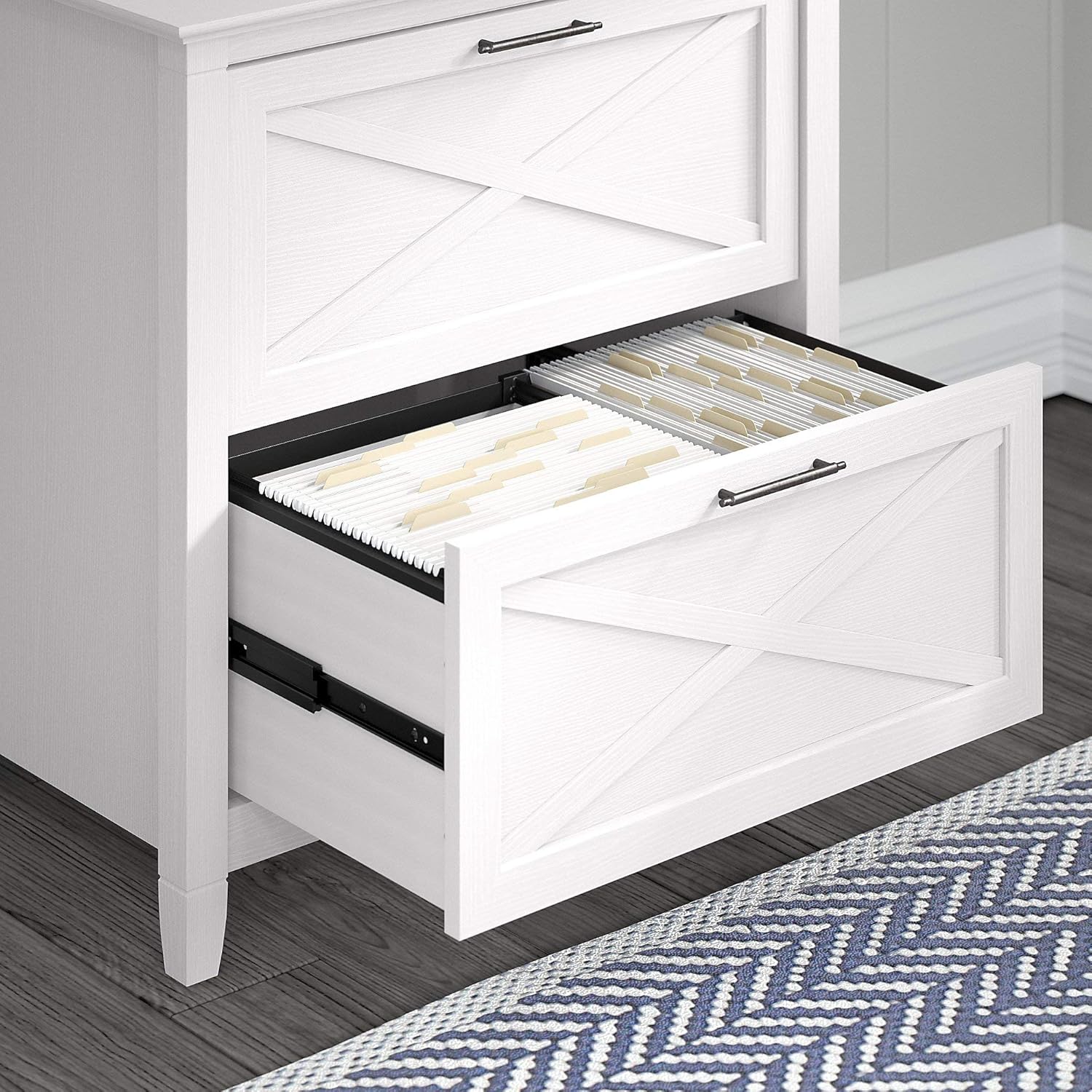 Bush Furniture Key West 2 Drawer Lateral File Cabinet, Pure White Oak: Furniture & Decor
