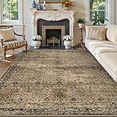 Moynesa Brown 8x10 Area Rugs for Living Room, Vintage Boho Washable Area Rug for Bedroom Dining Room Office, Low Pile Soft Non-Slip Retro Carpets for Kitchen Indoor Nursery
