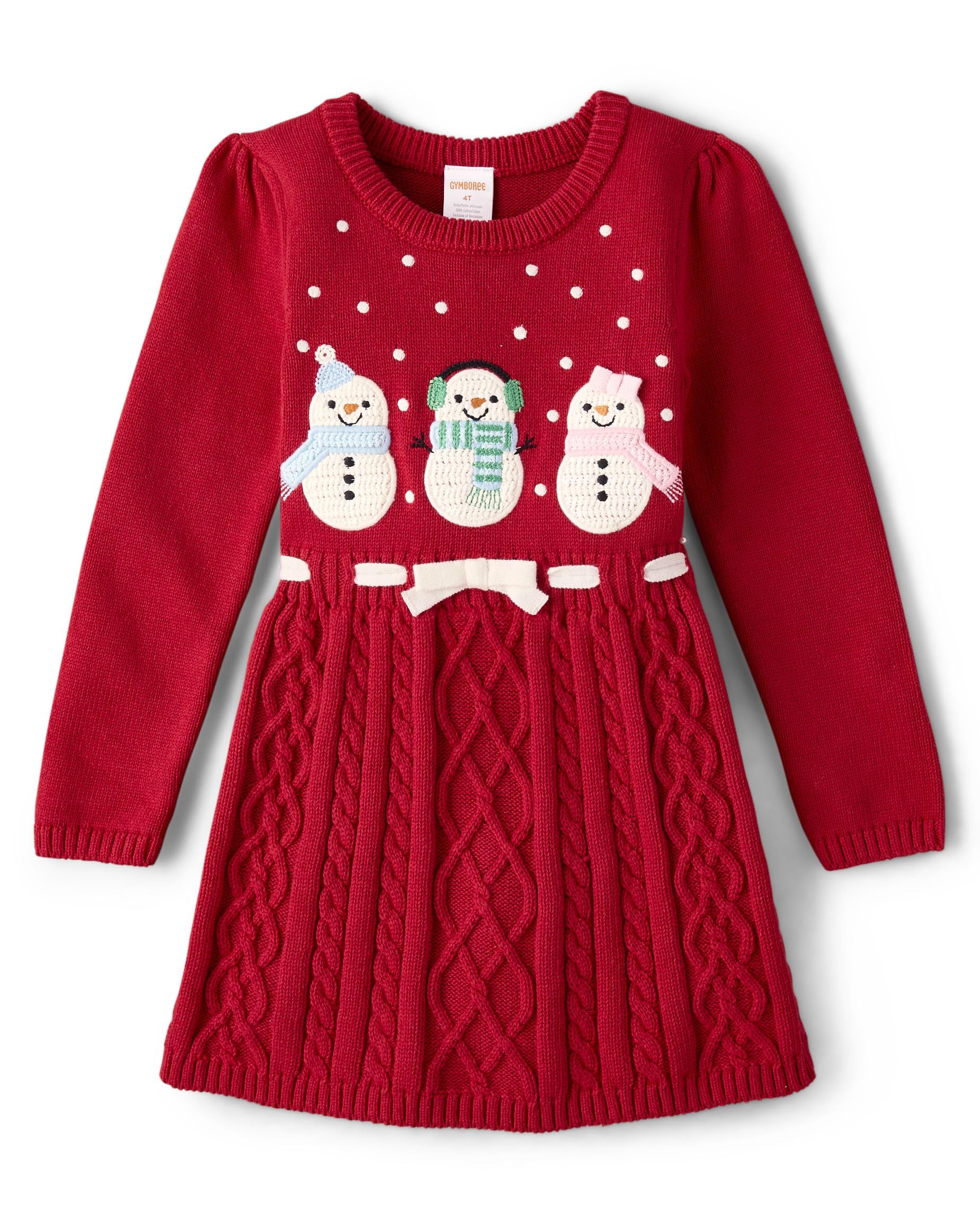 Gymboree,Girls,and Toddler Long Sleeve Sweater Dresses,Red Snowman,6 Image