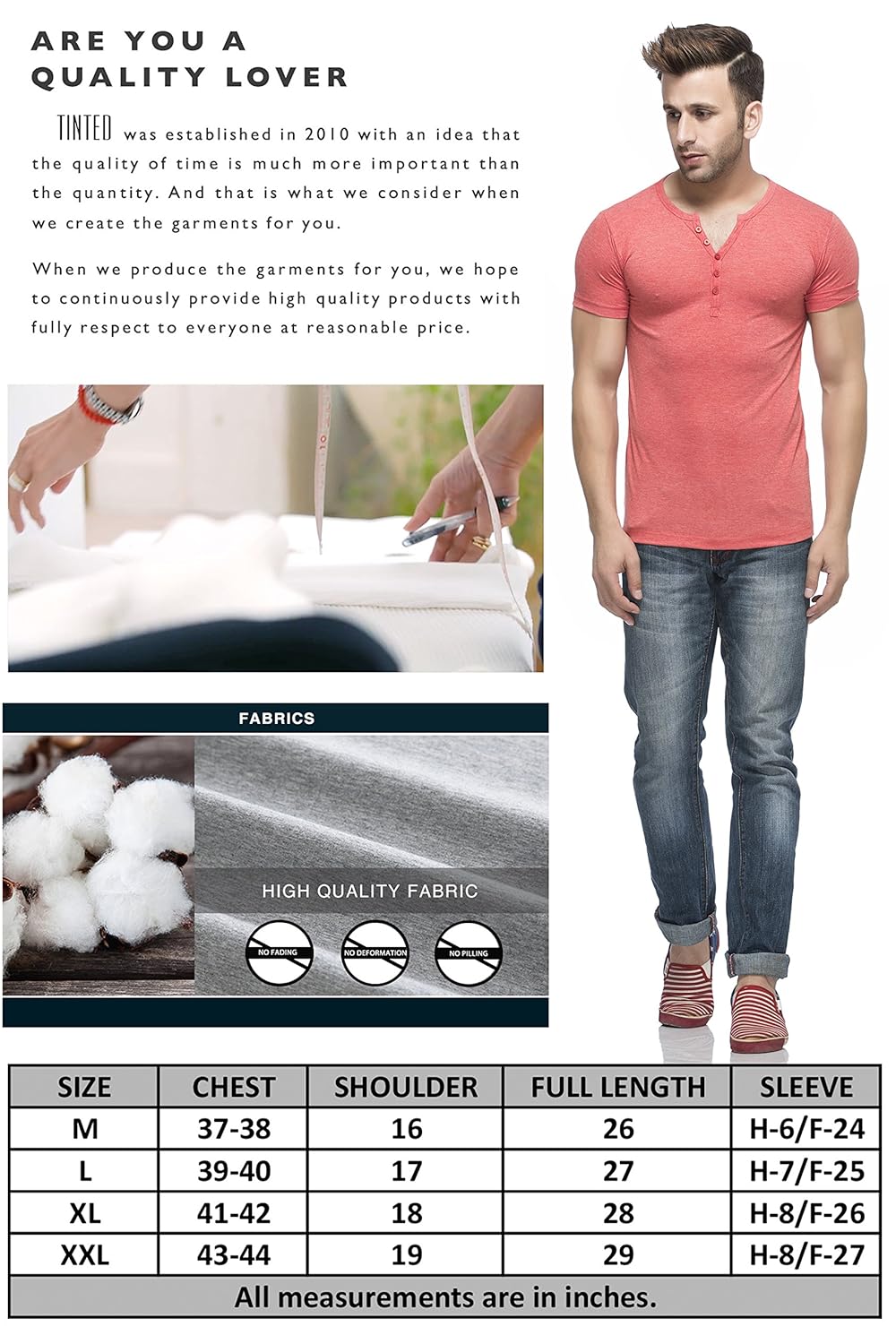 tinted men's rayon, polyester and spandex henley t-shirt