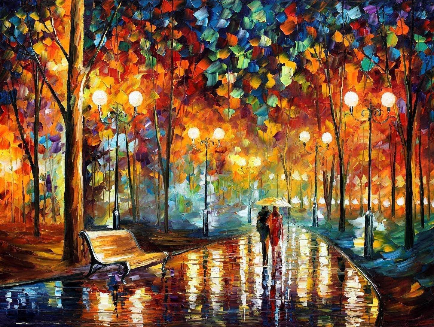 PROW® Paintings Night Rain Together with You, Large Format, for Adults, Colorful Intellective Games, Wooden Jigsaw Puzzles, 1000 Piece, Finish Size 30''x20''