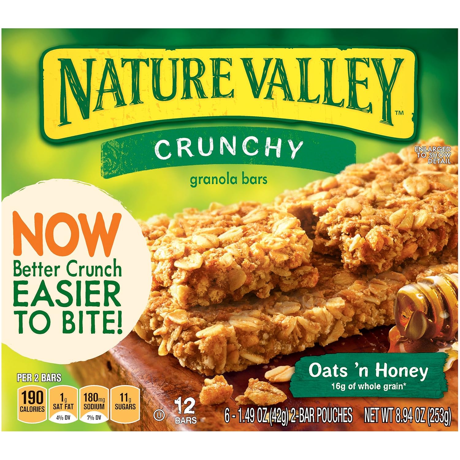 nature valley oats and honey nutrition label