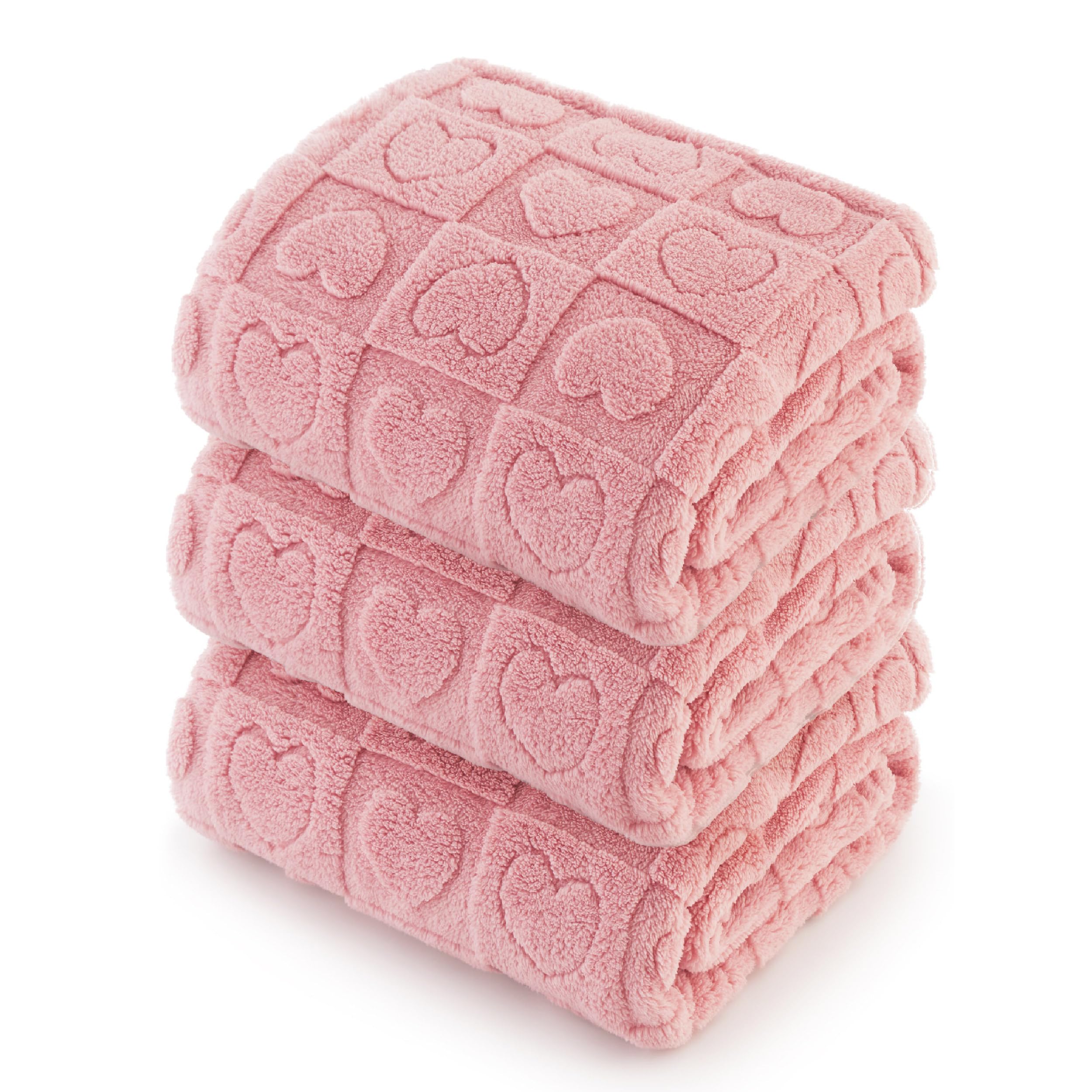 Photo 1 of Bedsure 1 Pack 3 Dog Blankets for Small Dogs - 3pcs Washable Fluffy Fuzzy Puppy Cat Blanket with Premium 300GSM Coral Fleece Soft for Pet Kitten Doggy, 16x23, Pink