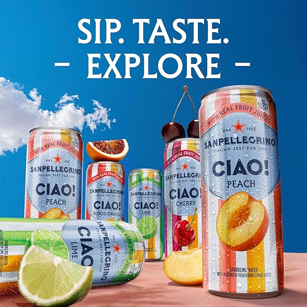 SANPELLEGRINO CIAO BLOOD ORANGE SPARKLING WATER, LOW-CALORIE ITALIAN SPARKLING WATER WITH REAL FRUIT JUICES, 0G ADDED SUGAR, 6-PACK