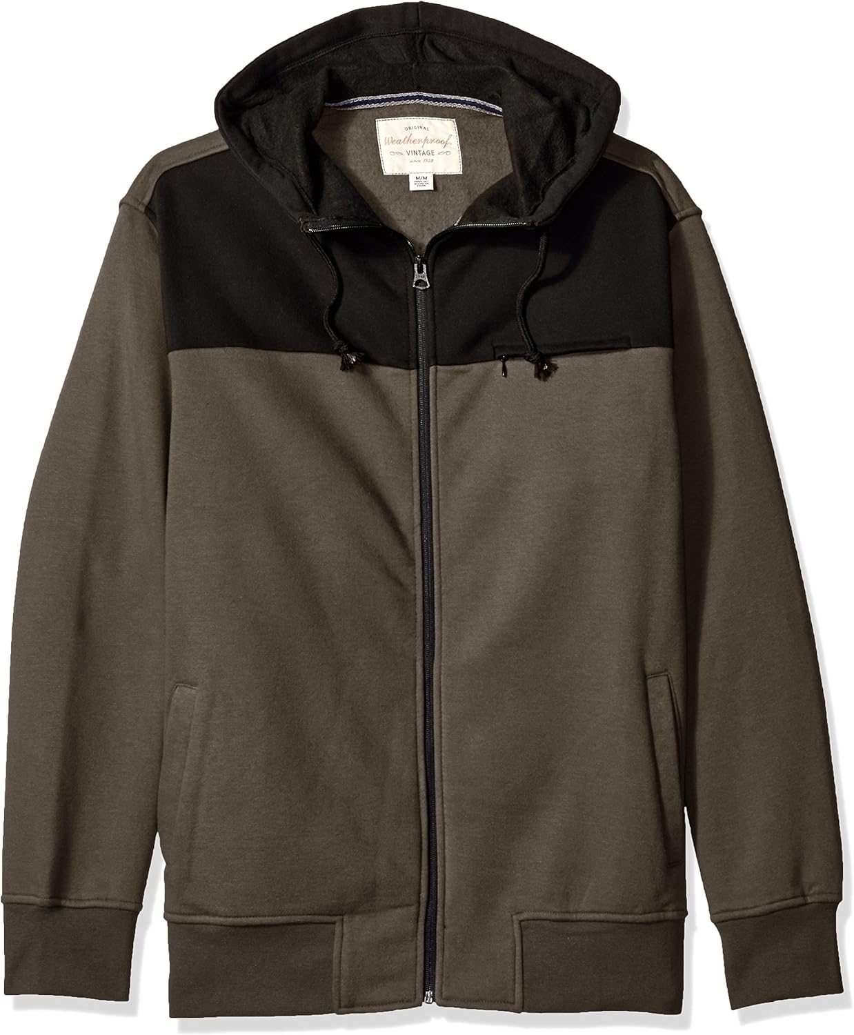 Weatherproof Vintage Men's Colorblock Full Zip Fleece Hoodie, Beluga