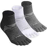 VWELL Toe Socks for Men and Women COOLMAX Five Finger socks Athletic Running Sock Quarter Ankle Toe Socks (3Pairs)