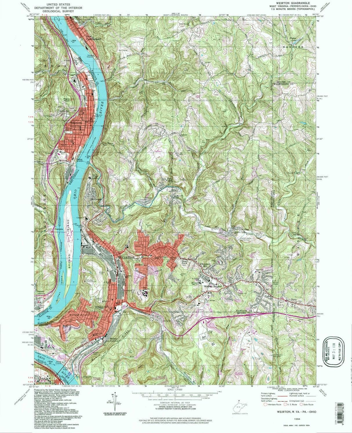 YellowMaps Weirton WV topo map, 124000 Scale, 7.5 X 7.5