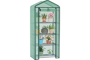 TianC beauty Greenhouse for Indoor Outdoor, Small Plastic Plant Green House 4-Tier Rack Stand Portable Greenhouses with Durable PE Cover for Seedling