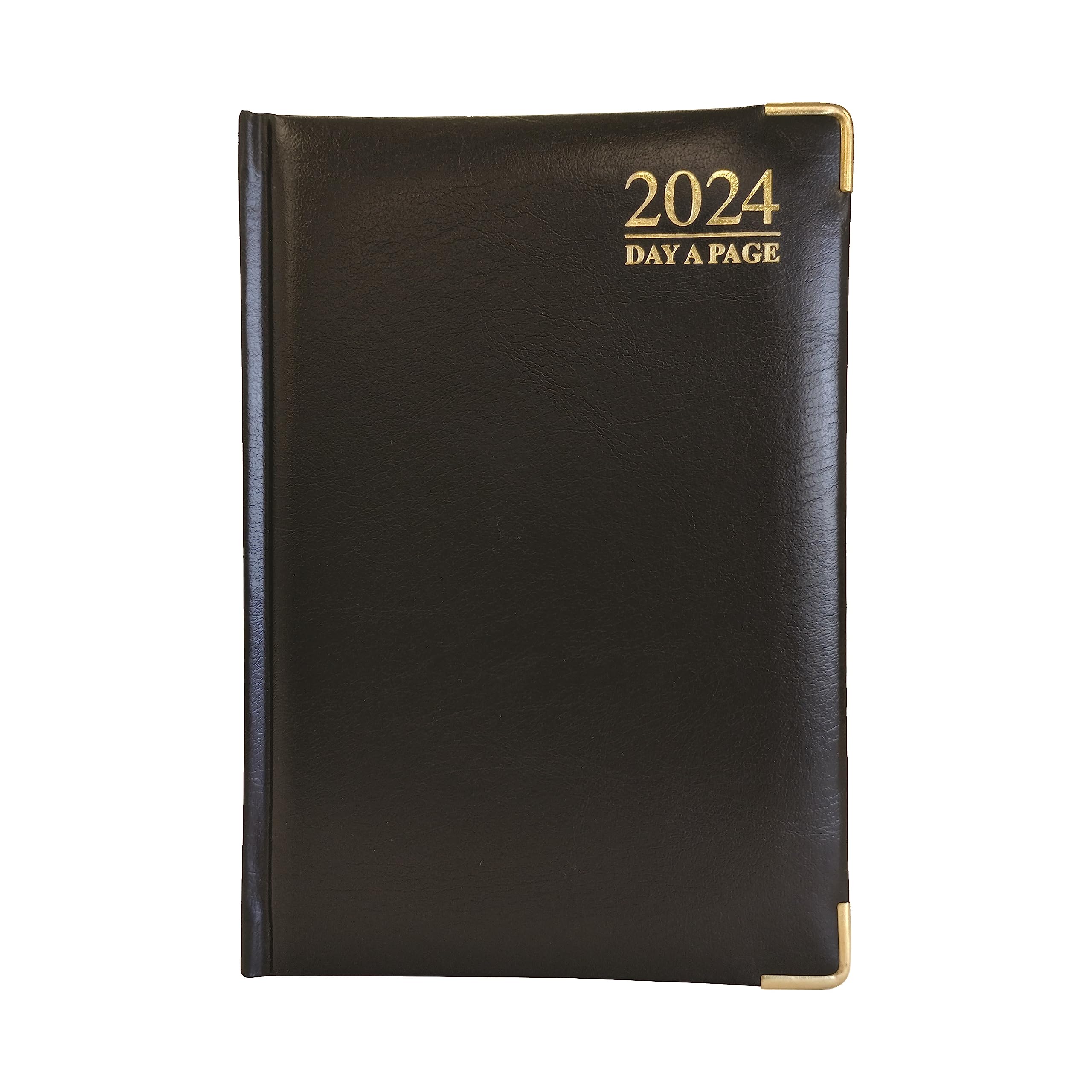 G4GADGET Luxury 2024 A5 Black Day A Page Diary Padded Front & Hardback Cover Gilt Edges — image 1